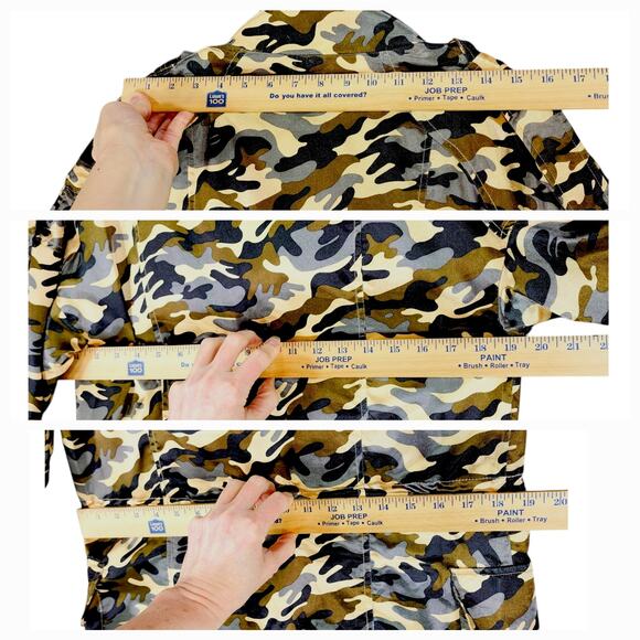 TOV sz 38 Holy G Satin Camo Shirt Jacket Women Diagonal Zip Front Army Green - Picture 5 of 15